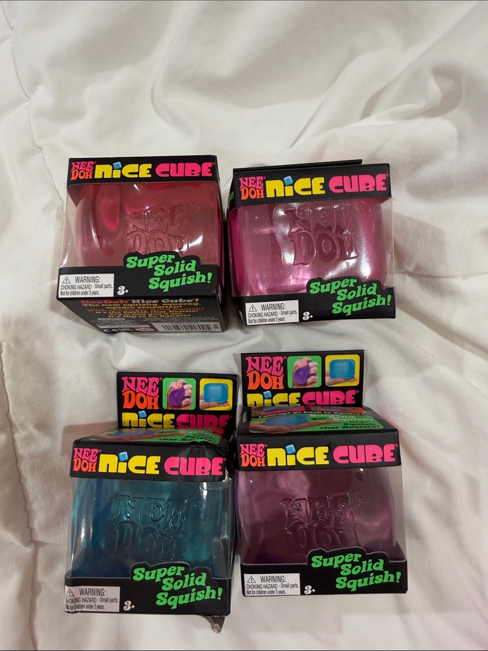 NeeDoh Nice Cube Super Solid Squish - Assorted Colors BUNDLE 4 NICE CUBES